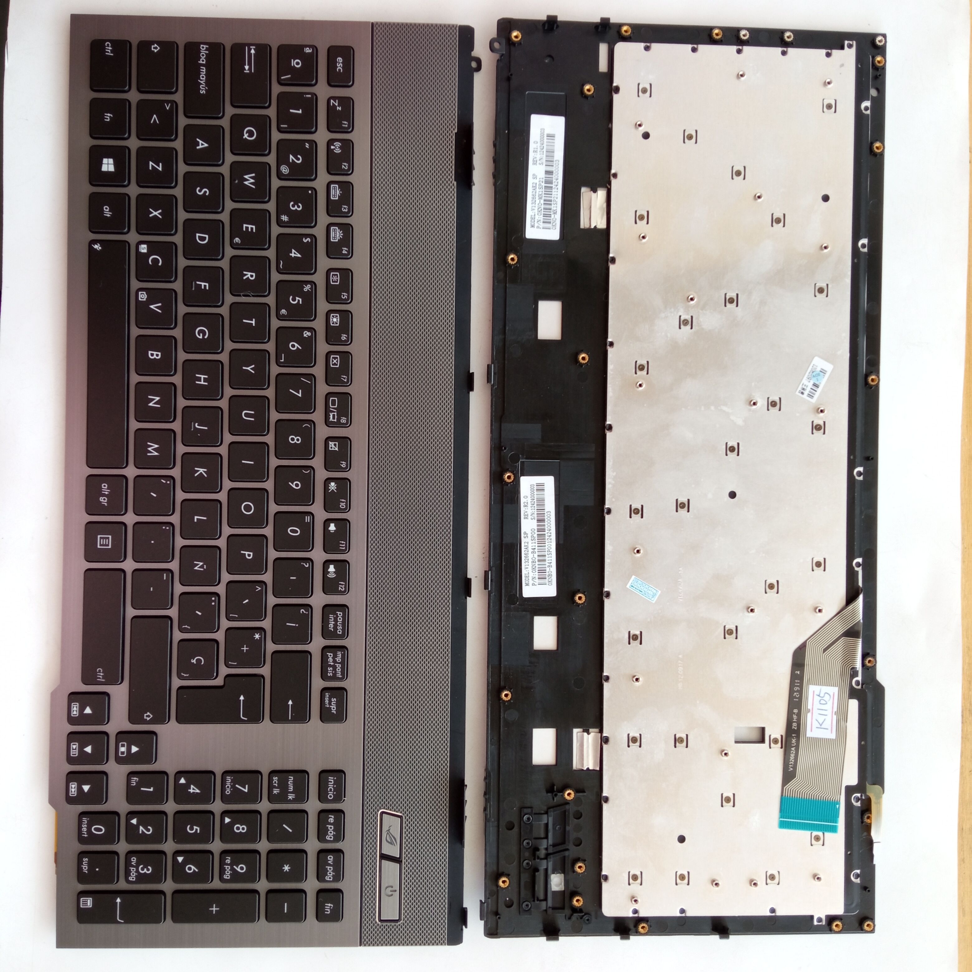 Picture of New Replacement Laptop Keyboard For ASUS G55/G55VW/G57/G57VW/G57J/G57JK SILVER FRAME BLACK Backlit SP Layout